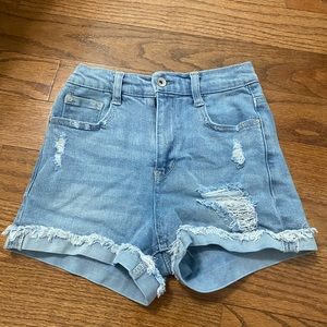 High rise denim shorts